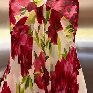 Donna Rocco, New York, tea-length halter dress. Cerise/ White, SIZE 6